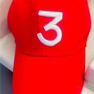 Chance/3Bold Red Cap with White Embroidery